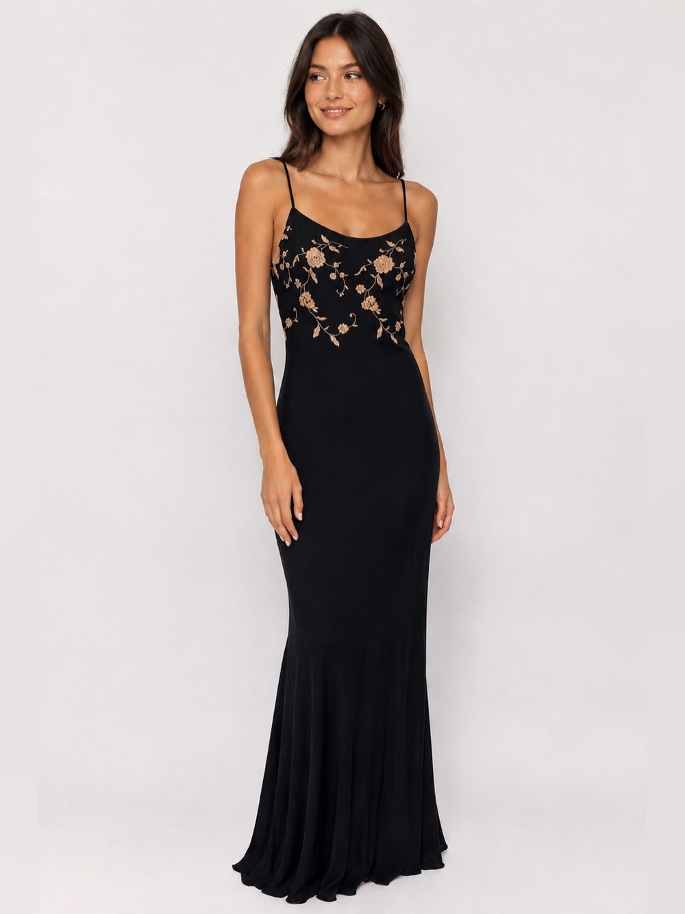 Henri Bendel Frivole Couture Maxi Rosebud Embroidered 90s Y2K Maxi Fairy Grunge